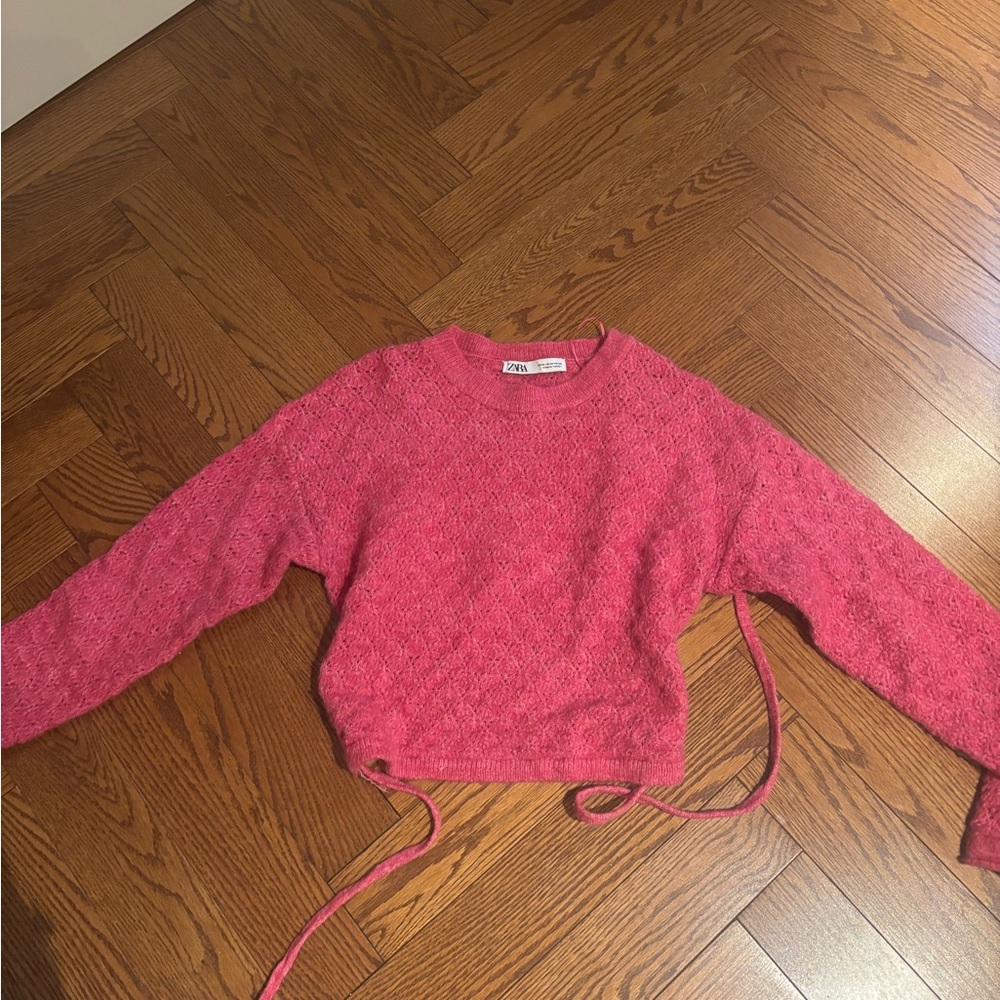 Zara Pink Textured Knit Sweater